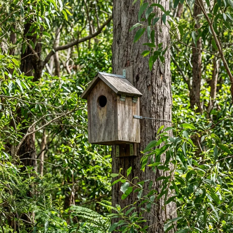 Animal nesting box installed as a humane alternative to a Springbank roof cavity